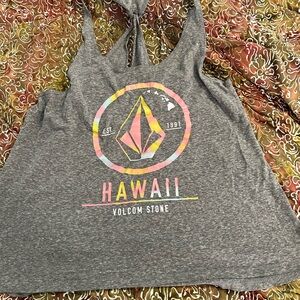Volcom Hawaii Gray Racerback Tank Top with Multicolor Logo